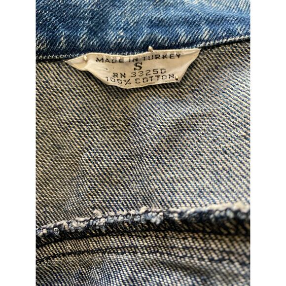 Vtg 90s Denim Jacket size Small Unisex double-breasted Jean jacket snap closure. - Picture 9 of 9